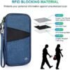 RFID Family Passport Holder Travel Wallet, Large Waterproof Passport Wallet for Men Women,Travel Document Organizer with Zipper Pocket & Wrist Strap (Blue) - Image 3