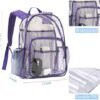 Clear Backpack Heavy Duty Pvc Bookbag for School - See Through Transparent Stadium Approved Backpacks for Women Concert Sport Venues Work Travel,Purple - Image 6