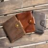 Polare Full Grain Leather Slim and Soft RFID Blocking wallet For Men Snap Bifold Travel Wallet Passport Holders 2 Passports (Dark Brown) - Image 3