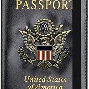 Passport Holder Cover Wallet RFID Blocking Leather Card Case with Vaccine Card Slot Travel Accessories for Women & Men (Black)