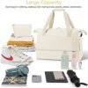 Weekender Bag for Women, Travel with Shoe Compartment & USB Charging Port, Gym Wet Compartment, Overnight Duffel Hospital Women Sports Shopping (Off White) - Image 2