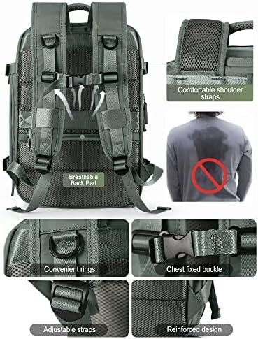 VGCUB Large Travel Backpack Bag for Women Men,Carry on Backpack,17 Inch Laptop Business Work Waterproof Backpack with Laptop Compartment,Person Item Flight Approved,Mochila de Viaje,Green - Image 7