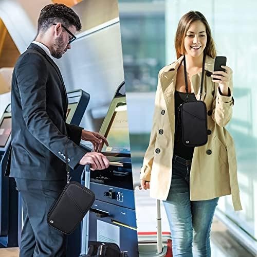 RFID Travel Passport Holder for Family - Large, Wallet Holder for Family Men Women, Lightweight Portable Travel Document Organizer Passport Card Cover with Zipper Pocket, Black - Image 6