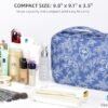 Toiletry Bag for Women, Large Hanging Travel Makeup Bag Water-resistant for Toiletries/Cosmetics/Brushes (Small blue flower-V2) - Image 5