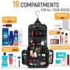 AvaJex Travel Toiletry Bag for Men and Women - Large Hanging Organizer - Waterproof Hygiene Bag with Metal XXL Swivel Hook, YKK Zippers and 19 Compartments for Toiletries, Makeup, Cosmetics - Image 5