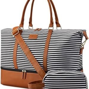 Sucipi Weekender Bags for Women Canvas Travel Duffle Bag with Shoe Compartment Overnight Bag Carry on Gym Duffel with Toiletry Bag for Traveling Weekend Hospital Bags for Labor and Delivery