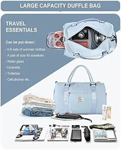 Gym Bag Womens Mens with Shoes Compartment and Wet Pocket,Travel Duffel Bag for Women for Plane,Sport Gym Tote Bags Swimming Yoga,Small Waterproof Weekend Overnight Bag Carry on Bag Hospital Holdalls - Image 6