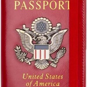 Passport Holder Cover Wallet Case Passport Cards Protector Leather Card Case Travel Accessories RFID Blocking Document Organizer (Big Red)