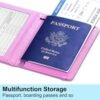 2 Pack Passport Holder Women Passport Cover Wallet Case Premium PU Leather Travel Accessories for women Men Family (Dark Blue & Pink) - Image 4