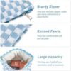 3Pcs Checkered Makeup Bag for Women Large Medium Small Blue Cosmetic Bag Set Travel Makeup Pouch for Purse Zipper Toiletry Organizer Cute Kawaii Aesthetic Trendy Travel Essentials Accessories - Image 5