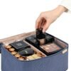 NISHEL Large Double Layer Travel Makeup Bag Women, Large Cosmetic Case, Organizer for Travel-Size Accessories Bottles, Brushes, Conditioner, and Skin Care Products, Aegean-Blue - Image 5