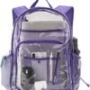 Clear Backpack Heavy Duty Pvc Bookbag for School - See Through Transparent Stadium Approved Backpacks for Women Concert Sport Venues Work Travel,Purple