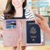 ACdream Passport and Vaccine Card Holder Combo with Zipper Pocket, Cover Wallet, Vaccination Card Slot, Leather Travel Documents Organizer Protector, RFID Blocking, for Women/Men, Rose Gold - Image 2
