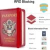Passport Holder Cover Wallet Case Passport Cards Protector Leather Card Case Travel Accessories RFID Blocking Document Organizer (Big Red) - Image 2
