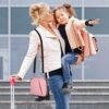 RFID Family Travel Passport Holder for 6, Premium Portable Travel Document Organizer for Women, Zippered Passport Holder Wallet with Handle/Shoulder Strap - Image 2