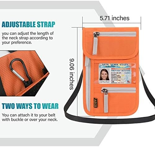Peicees RFID Blocking Travel Neck Wallet for Men Women Family Passport Holder Lanyard Neck Pouch Slim Travel Document Holder - Image 5