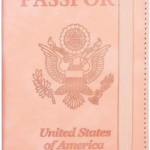 Quatish Passport Holder Women, Travel Must Haves Passport Cover, RFID Travel Wallet Document Holder Waterproof, Leather Passport Book Case, Travel Essentials Pink