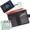 Teskyer Passport and Vaccine Card Holder Combo, Fit for 4 x 3 Vaccine Card, Leather Passport Wallet Cover with Vaccine Card Slot, Black - Image 5