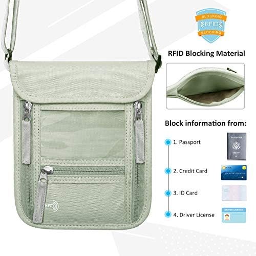 WALNEW Passport Holder Neck Pouch Travel Wallet for Women and Men, RFID Blocking Security Slim Traveling Wallet with Around Neck Lanyard Strap - Image 3