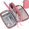 Electronics Accessories Case, Universal Electronics Accessories Organizer Pouch Bag, Waterproof Portable Cable Organizer Bag, Travel Gear Carry Bag for Cord, Charger, Flash Drive, Phone,SD Card,Pink