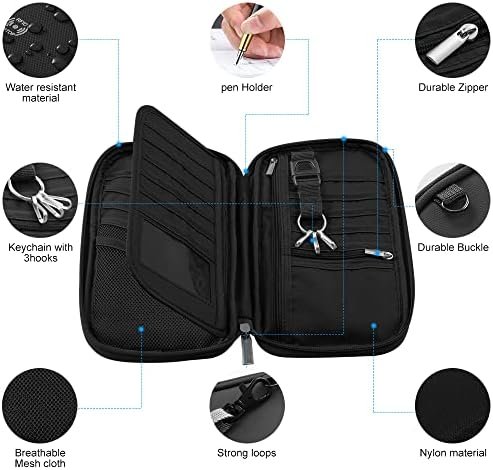 RFID Travel Passport Holder for Family - Large, Wallet Holder for Family Men Women, Lightweight Portable Travel Document Organizer Passport Card Cover with Zipper Pocket, Black - Image 5