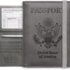 WALNEW Passport Holder Wallet, RFID Blocking Passport Cover Case PU leather Card Holder with Pen and Clear Card Slot for Women Men, Gray