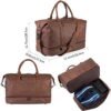 Leather Travel Bag with Shoe Pouch,Weekender Overnight Bag Waterproof Large Carry On Travel Tote Duffel Bag - Image 2