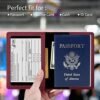 Passport and Vaccine Card Holder Combo, PU Leather Passport Holder with Vaccine Card Slot Passport Case Cover Protector Wine Red Passport Wallet for Men Women Family - Image 4
