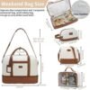Wogarl 4PCS Weekender Bags for Women Large Overnight Bag Weekend Travel Duffel Bag Carry on Shoulder with Shoe Compartment Canvas Toiletry Bag for Travel Business Gym,Beige - Image 3