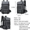 Grey 50L Laptop Backpack, Unisex, USB Port Design - Image 3
