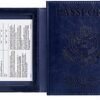 labato Passport Holder Women, Passport Wallet Travel Document Organizer, Waterproof Passport Holder for Travel, Travel Essentials PU Leather Passport Cover for Women Men, Blue