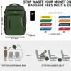 ECOHUB 16'' Travel Backpack Carry On Underseat Airline Approved Personal Item Travel Bag with Multi-Pockets Laptop Backpack Casual Daypack Small Backpack Lightweight for Women Men, Green - Image 7