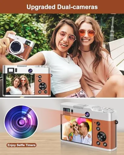 5K Digital Camera for Photography, 48MP Autofocus Vlogging Camera with Viewfinder & Dual Camera, 16X Digital Zoom Point and Shoot Cameras with 32GB SD Card 2 Batteries Compact Travel Camera - Image 3