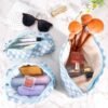 3Pcs Checkered Makeup Bag for Women Large Medium Small Blue Cosmetic Bag Set Travel Makeup Pouch for Purse Zipper Toiletry Organizer Cute Kawaii Aesthetic Trendy Travel Essentials Accessories - Image 2