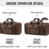 Toupons Canvas Travel Duffel Bag Men's Weekender Overnight Bag (Coffee) X-Large - Image 3