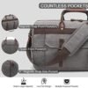 Duffle Bag for Men Waterproof Genuine Leather Canvas Travel Duffel Bags for Women Overnight Weekender Bag for Traveling, Grey - Image 4