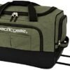 Wheeled Rolling Duffel Bag, Durable Design, Telescoping Handle, Multiple Compartments, Tie-Down Capabilities