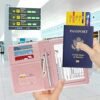 DMLuna Passport Holder, Premium PU Leather Travel Passport Wallet RFID Blocking Passport Cover Case Travel Documents Organizer with Pen Holder, for Women and Men - Image 2