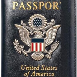 Passport Holder RFID Blocking Wallet Travel Leather Passport Cover for Women Men Waterproof Passport Wallets Must Haves 3D Metal Badge Travel Organizer Accessories