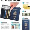 Passport Holder RFID Blocking Wallet Travel Leather Passport Cover for Women Men Waterproof Passport Wallets Must Haves 3D Metal Badge Travel Organizer Accessories - Image 3