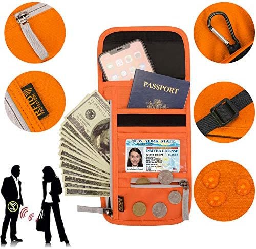 Peicees RFID Blocking Travel Neck Wallet for Men Women Family Passport Holder Lanyard Neck Pouch Slim Travel Document Holder - Image 4