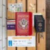 Passport Holder Cover Wallet Case Passport Cards Protector Leather Card Case Travel Accessories RFID Blocking Document Organizer (Big Red) - Image 7