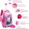 Egchescebo School Kids Rolling Backpack for Girls and Boys With Wheels Trolley Wheeled Backpacks for Girls Travel Bags 3PCS Girls and Boys Backpack With Lunch Box Rose Red - Image 5