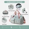 Small Gym Bag for Women, Waterproof Duffle Bag Carry On Weekender Bag with Shoe Compartment & Wet Pocket, Tote Bag for Travel, Workout, Sport - Image 5
