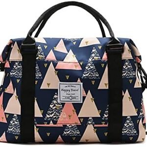 Travel Duffle Bag Weekender Overnight Bag Gym Tote Bag with Dry and Wet Separated Pocket for Women Girls Shoulder Bag Workout Duffel Bag Water Resistant (colorful triangle)