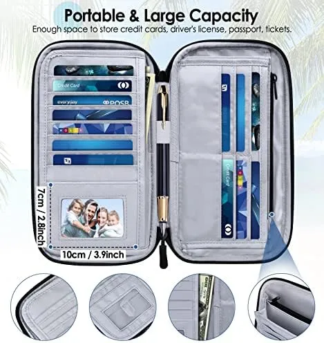 BKNOOU Family Passport Holder Travel Document Organizer,Waterproof Travel Passport Wallet for Men Women,Multiple Passport Holder for Family of 4 5 6 - Image 3