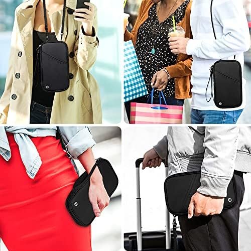 RFID Travel Passport Holder for Family - Large, Wallet Holder for Family Men Women, Lightweight Portable Travel Document Organizer Passport Card Cover with Zipper Pocket, Black - Image 7