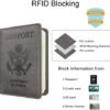 WALNEW Passport Holder Wallet, RFID Blocking Passport Cover Case PU leather Card Holder with Pen and Clear Card Slot for Women Men, Gray - Image 6