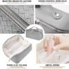 Makeup Bag, Travel Makeup Bag, Leather Waterproof Makeup Bag, Portable flat Large Opening Makeup Bag,Multifunctional Storage Travel Toiletry Bag Skincare Bag(Woven-Silver) - Image 5