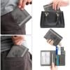WALNEW Passport Holder Wallet, RFID Blocking Passport Cover Case PU leather Card Holder with Pen and Clear Card Slot for Women Men, Gray - Image 7